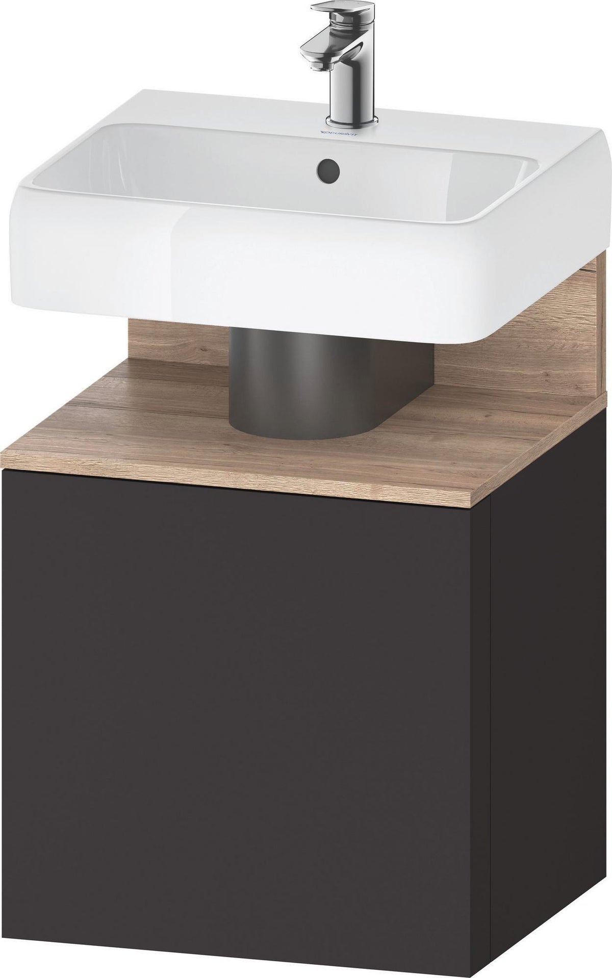 DURAVIT Qatego Waschtischunterbau 490 mm wandhängend, 1 Tür links, Weiß Matt mit Eiche Schwarz Nische