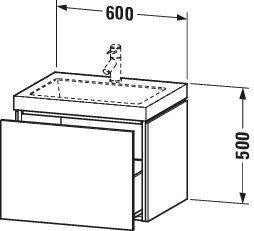 Duravit Waschtischset L-CUBE 600x480mm mit Möbelwaschtisch Vero Air, 1 Hahnloch, ohne Überlauf, ta s-matt