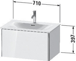 Duravit XSQUARE Waschtischunterbau 710 mm weiß matt – 1 Auszug, wandhängend, für Viu
