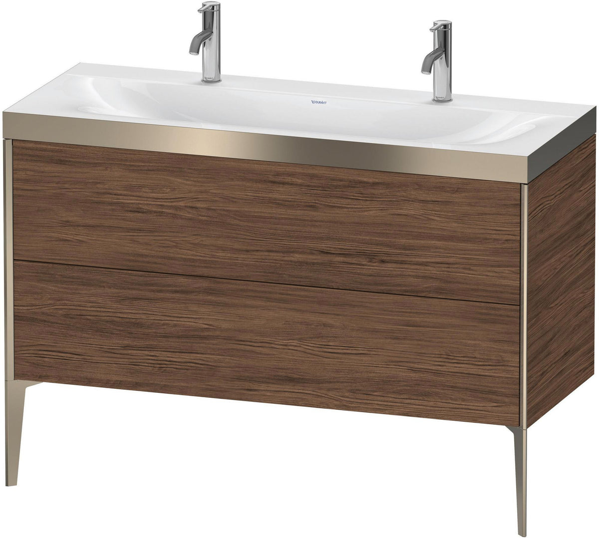 DURAVIT XViu c-bonded Waschtischunterbauset 1200 mm Nussbaum Champagner matt 2 Auszüge