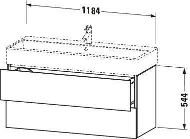 Duravit L-Cube Waschtischunterbau 1184 mm Amerikanisch Nussbaum mit 2 Schubkästen und Tip-On-Technik