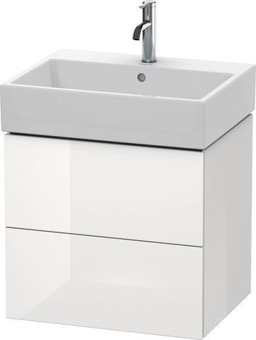 Duravit L-Cube Waschtischunterbau 584 mm taupe supermatt, 2 Schubkästen, Tip-On, wandhängend