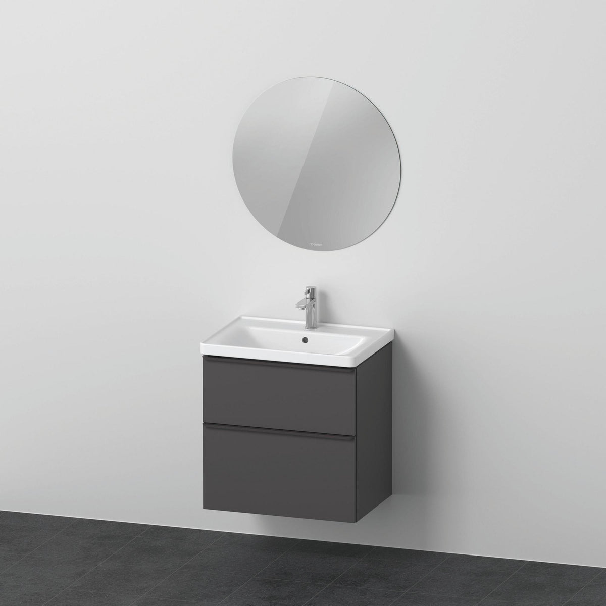 Duravit D-Neo Möbel-Set wandhängend 650x480mm mit Waschtisch, Untertisch-Auszug & LED-Spiegel in Eiche Sch.