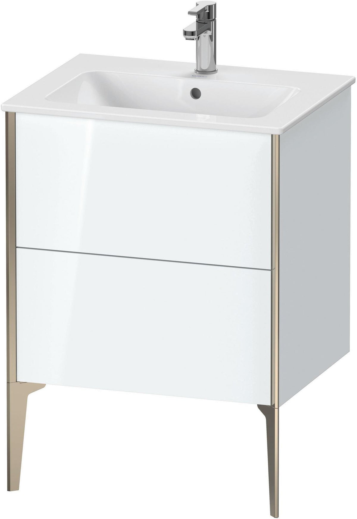 DURAVIT XViu Waschtischunterbau bodenstehend 610 mm, 2 Auszüge, weiß matt – Tip-On & Soft-Close