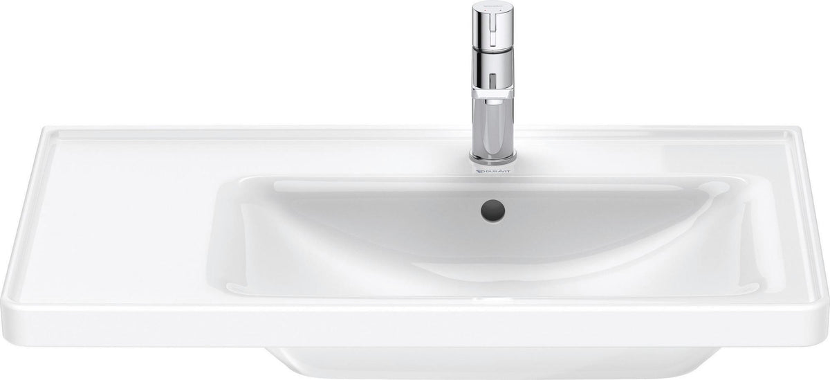Duravit D-Neo Waschtisch 800 mm weiß mit WonderGliss, Becken rechts, Wandmontage