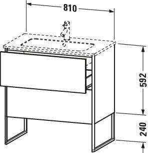 Duravit Waschtischunterbau XSquare 810x732x478mm mit 2 Auszügen, s-matt, Eiche, mittig