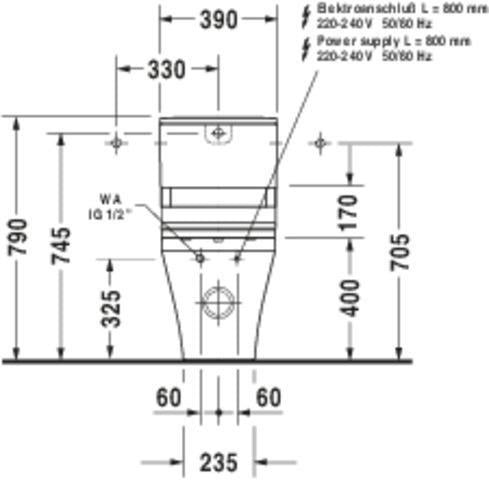 DURAVIT DuraStyle Stand-WC Kombi 705 mm Tiefspüler weiß für Dusch-WC Sitz
