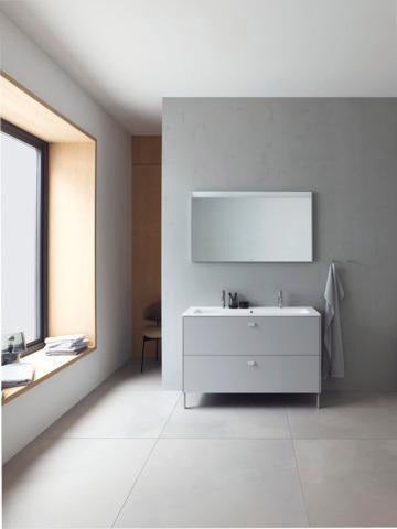 DURAVIT ME by Starck Möbelwaschtisch 1230 mm, 2 Hahnlöcher, mit Überlauf, weiß – Designer-Waschtisch von Philippe Starck