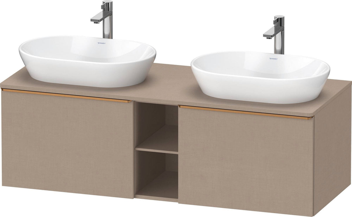 DURAVIT D-Neo Konsolenwaschtischunterbau 1400 mm betongrau matt mit 2 Auszügen und Bronze-Griffen