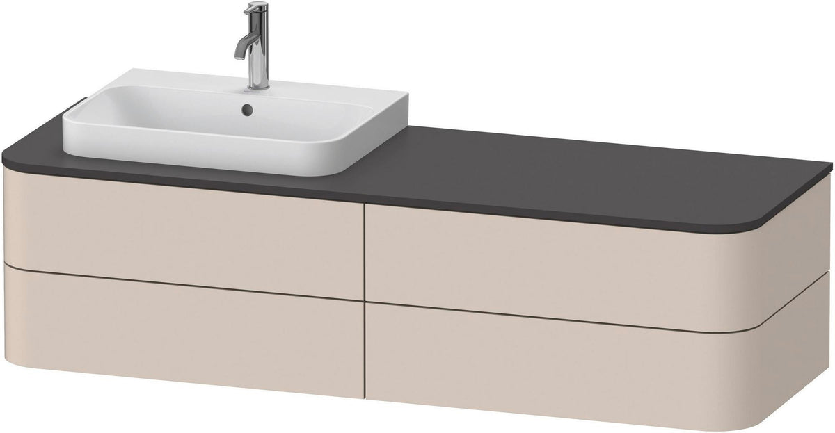 DURAVIT Happy D.2 Konsolenwaschtischunterbau 1600 mm taupe supermatt mit LED-Innenbeleuchtung und Tip-On-Technik