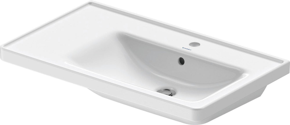 Duravit D-Neo Waschtisch 800 mm weiß mit WonderGliss, Becken rechts, Wandmontage