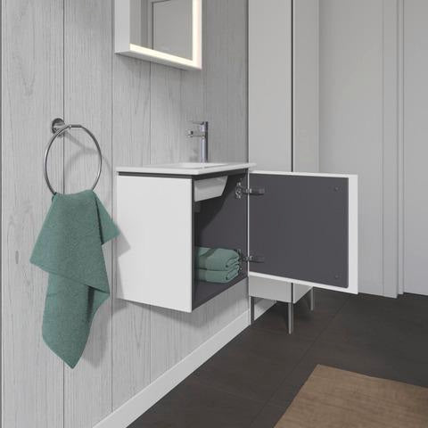Duravit L-Cube Waschtischunterbau 420 mm wandhängend, 1 Tür rechts, weiß matt – Christian Werner Design
