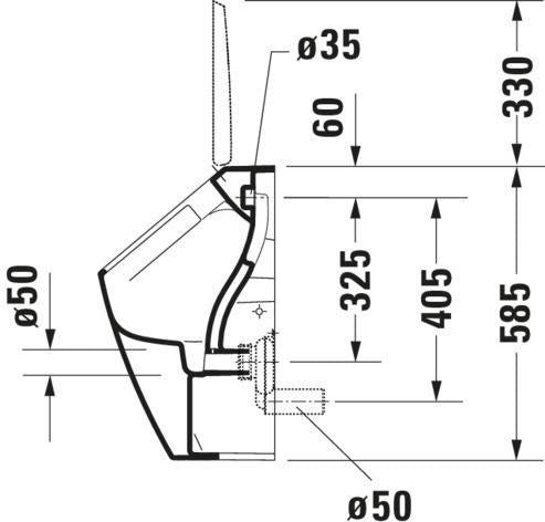 DURAVIT Urinal ME by Starck spülrandlos, weiß, 350x300x585 mm, für Deckelmontage