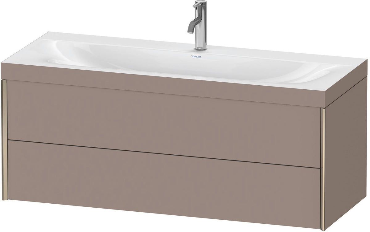 Duravit XViu c-bonded Waschtischunterbauset 1200 mm, 2 Schubkästen, champagner matt/leinen