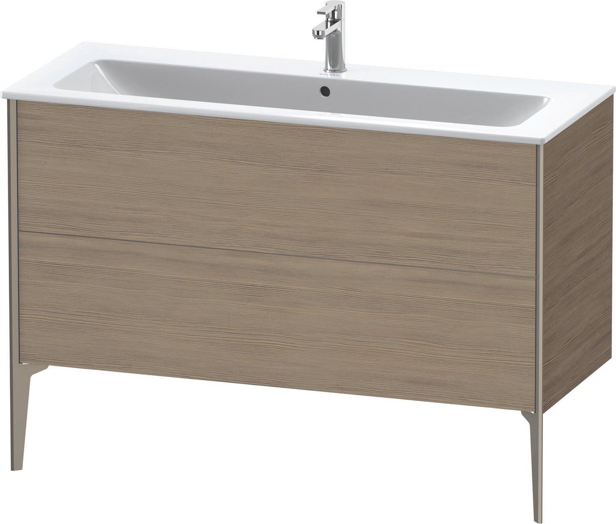 DURAVIT XViu Waschtischunterbau bodenstehend 1210 mm, 2 Auszüge, champagner matt/weiß matt