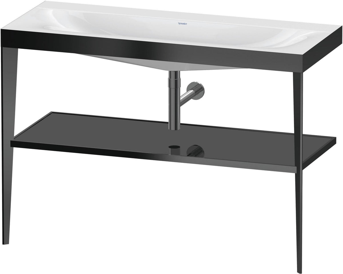 DURAVIT XViu c-bonded Waschtischset 1200 mm in Schwarz Matt mit Metallkonsole und apricot pearl Hochglanz