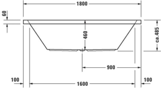 DURAVIT Starck Badewanne 1800x900 mm Einbau 2 Rückenschrägen Weiß