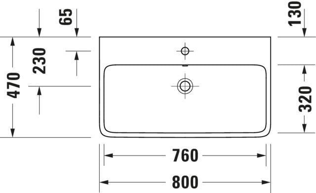 DURAVIT Qatego Waschtisch 800 mm mit Hahnlochbank & HygieneGlaze – Weiß Hochglanz