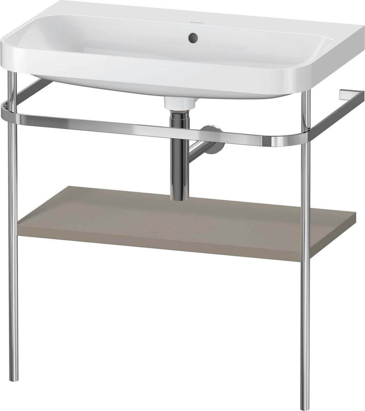DURAVIT Happy D.2 c-shaped Waschtisch-Set 775 mm mit Metallkonsole, taupe seidenmatt