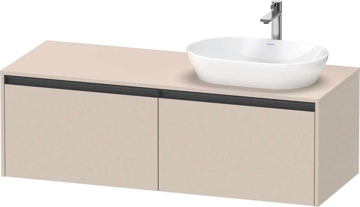 Duravit Ketho.2 Konsolen-Waschtischunterbau 1400 mm Betongrau Matt mit 2 Auszügen