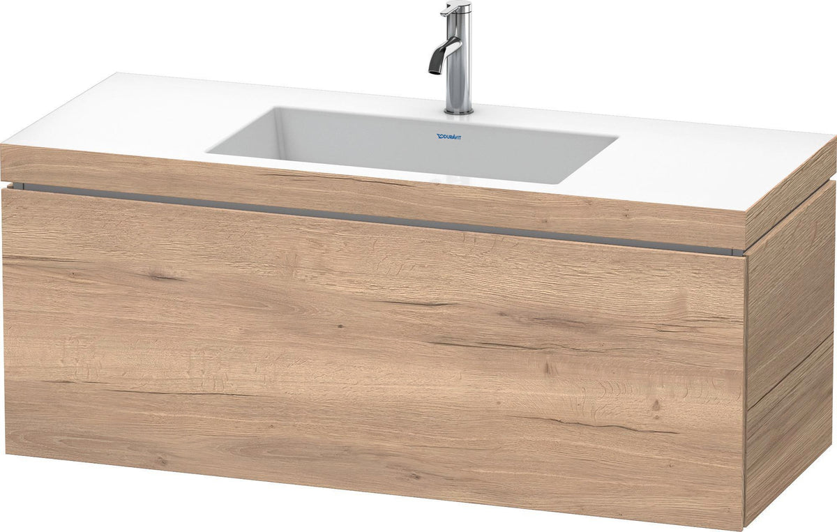 DURAVIT L-Cube c-bonded Waschtischset 1200 mm Eiche Marmoriert wandhängend mit Tip-on Technik