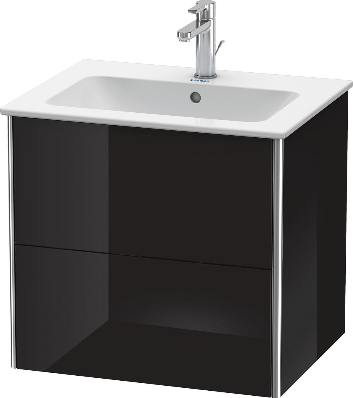 Duravit XSquare Waschtischunterbau 610 mm, 2 Schubkästen, Schwarz Hochglanz, wandhängend