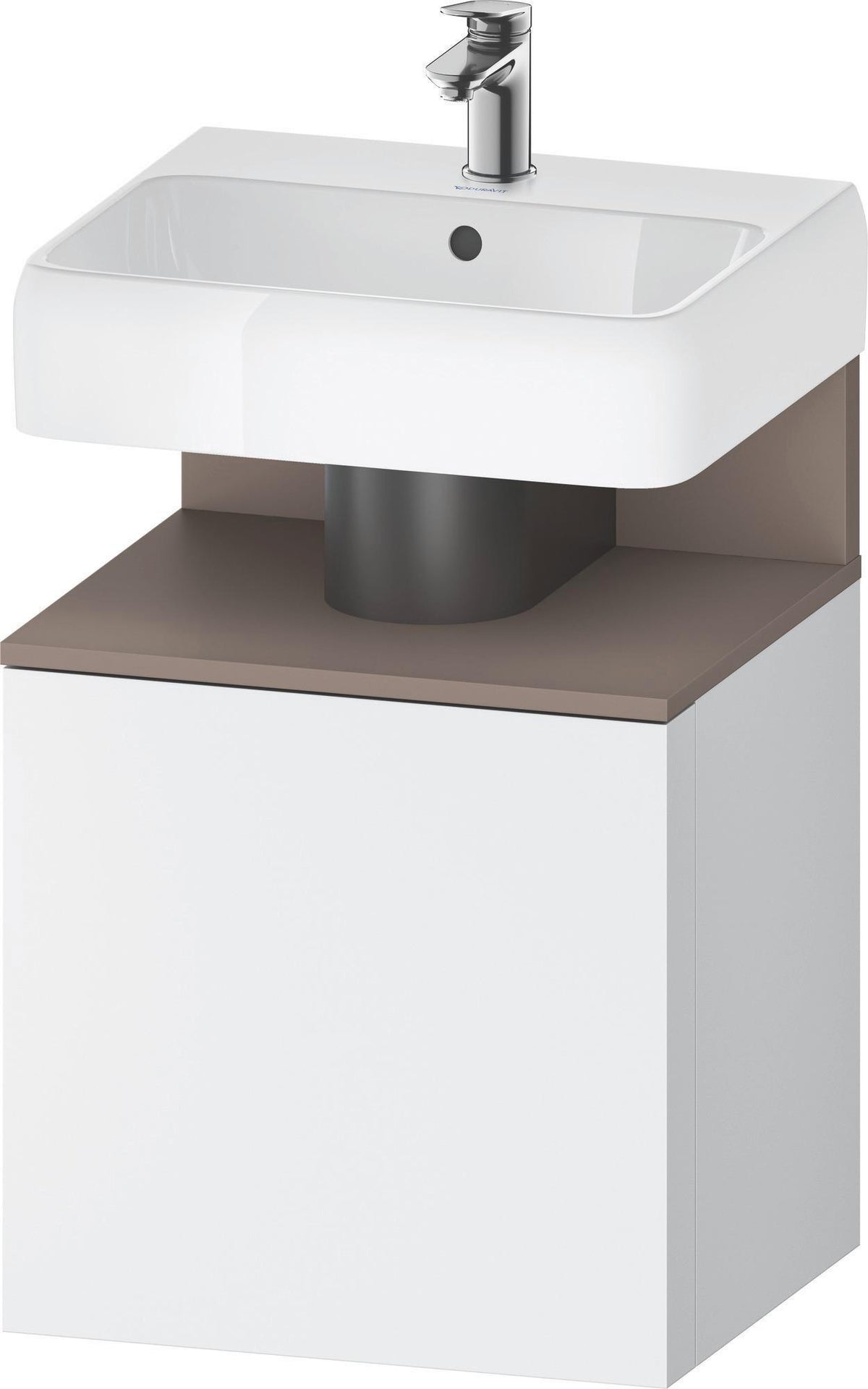 DURAVIT Qatego Waschtischunterbau 490 mm wandhängend, 1 Tür links, Weiß Matt mit Eiche Schwarz Nische