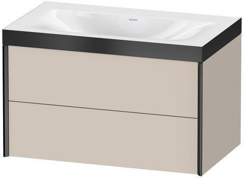 Duravit XViu Möbelwaschtisch-Set 800 mm mit Viu Waschtisch, Nussbaum Mitte, 2 Schubkästen, wandhängend