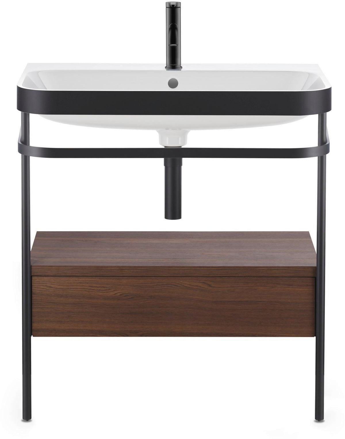 Duravit C.1 Einhebel-Waschtischmischer M mit Zugstange, Schwarz Matt