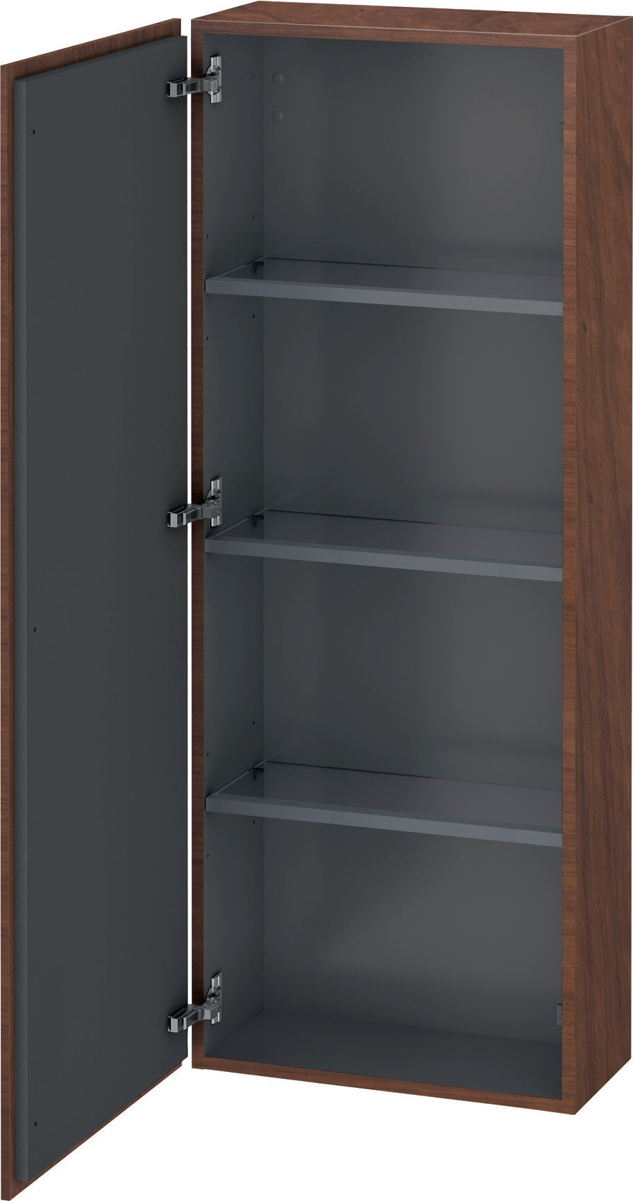 Duravit L-Cube Halbhochschrank 500 mm, 1 Tür links, amerikanisch Nussbaum, wandhängend