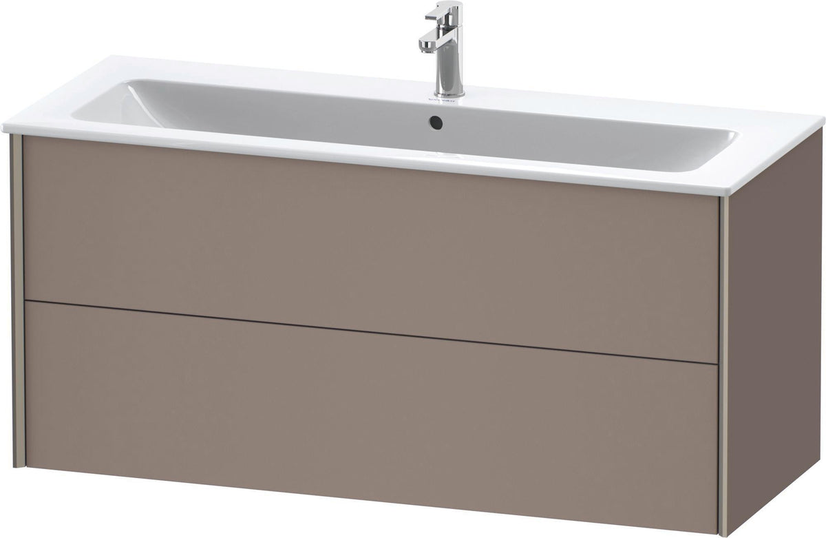 Duravit XViu Waschtischunterbau wandhängend 1210 mm, 2 Schubkästen, champagner matt/weiß matt