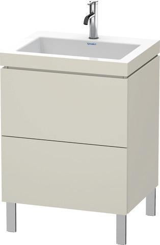 Duravit L-Cube Waschtischset 600x480mm mit Vero Air Möbelwaschtisch, 2 Auszüge, ohne Überlauf, taupe s-matt