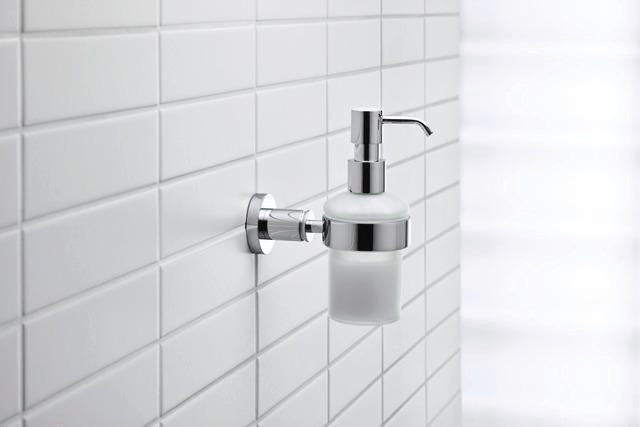 DURAVIT D-Code Seifenspender mit Glasflakon und verchromtem Messinghalter für Wandmontage