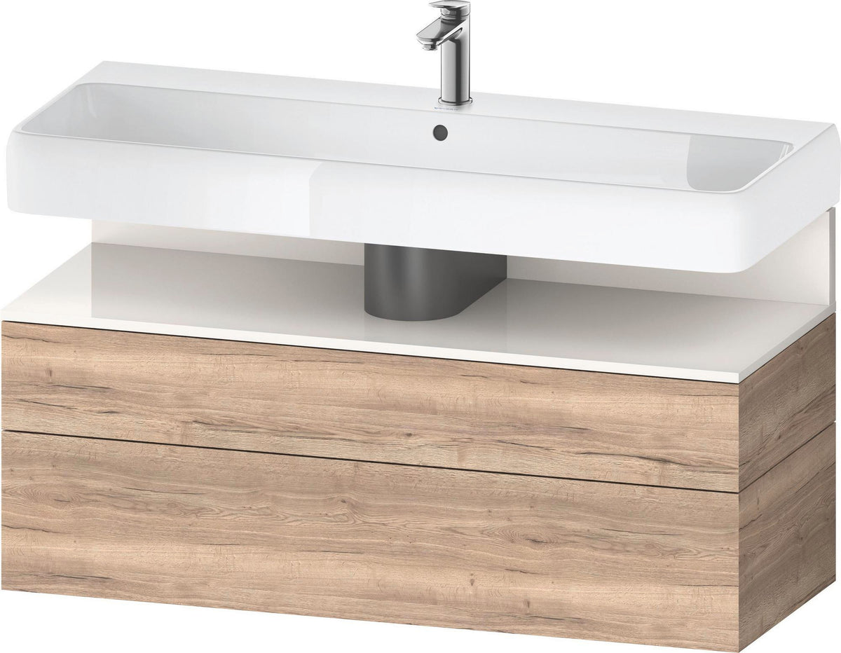 Duravit Qatego Waschtischunterbau 1190 mm – Weiß Matt mit Eiche Schwarz Nische, 1 Auszug, LED