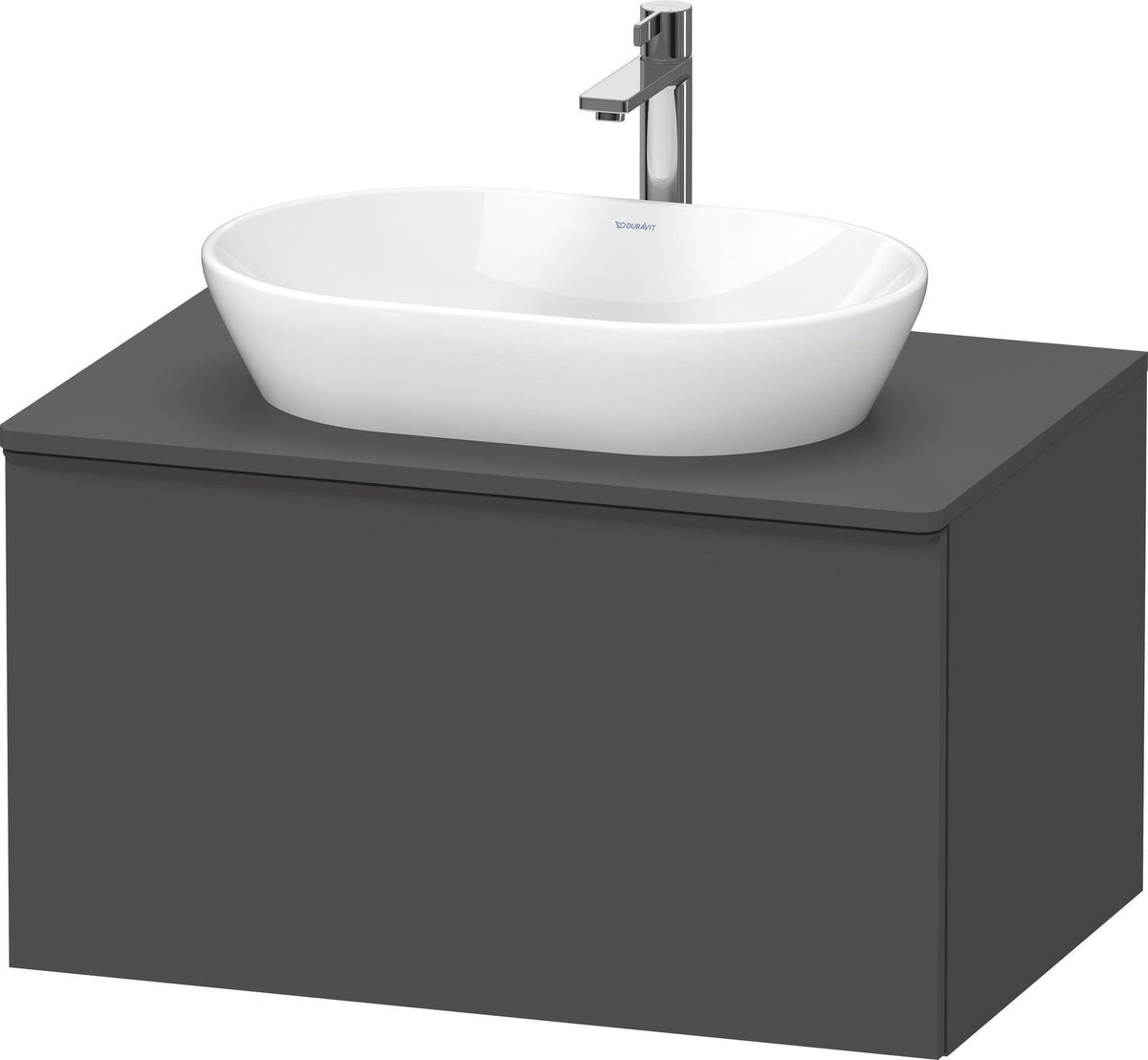 DURAVIT D-Neo Konsolenwaschtischunterbau 800 mm betongrau matt mit Bronze-Griff und Soft-Close-Auszug