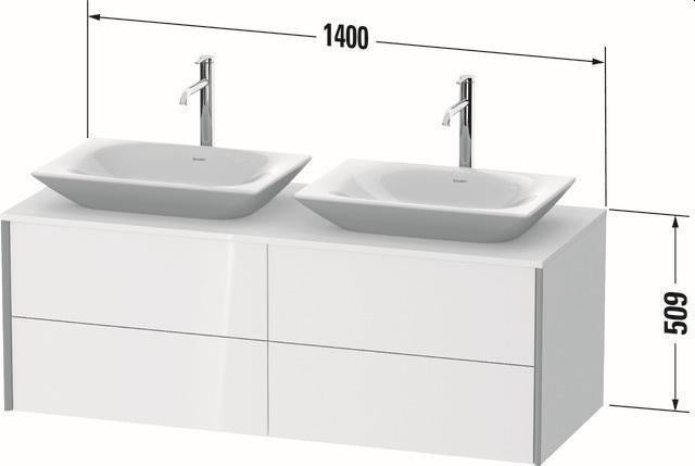 DURAVIT XVIU Waschtischunterbau 1400x550mm Champagner Satin-Matt mit Konsolenplatte