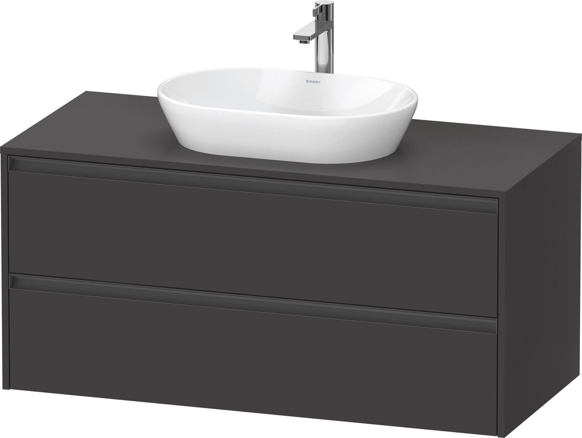 Duravit Ketho.2 Konsolen-Waschtischunterbau 1200 mm betongrau matt mit 2 Schubkästen