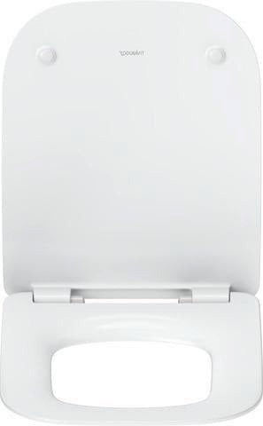 Duravit Univavo WC-Sitz eckig tief 434mm mit Absenkautomatik, abnehmbar, Edelstahl Scharniere, Weiß
