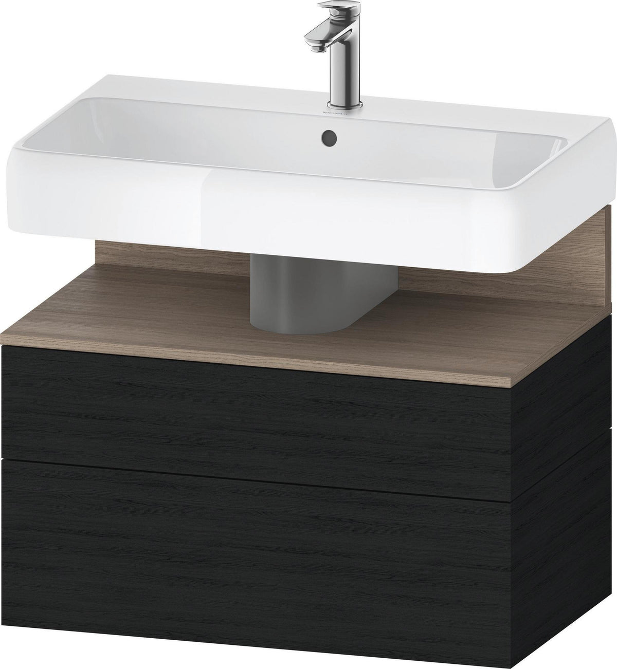 DURAVIT Qatego Waschtischunterbau 790 mm Eiche Terra Matt – wandhängend, 1 Auszug, Tip-On