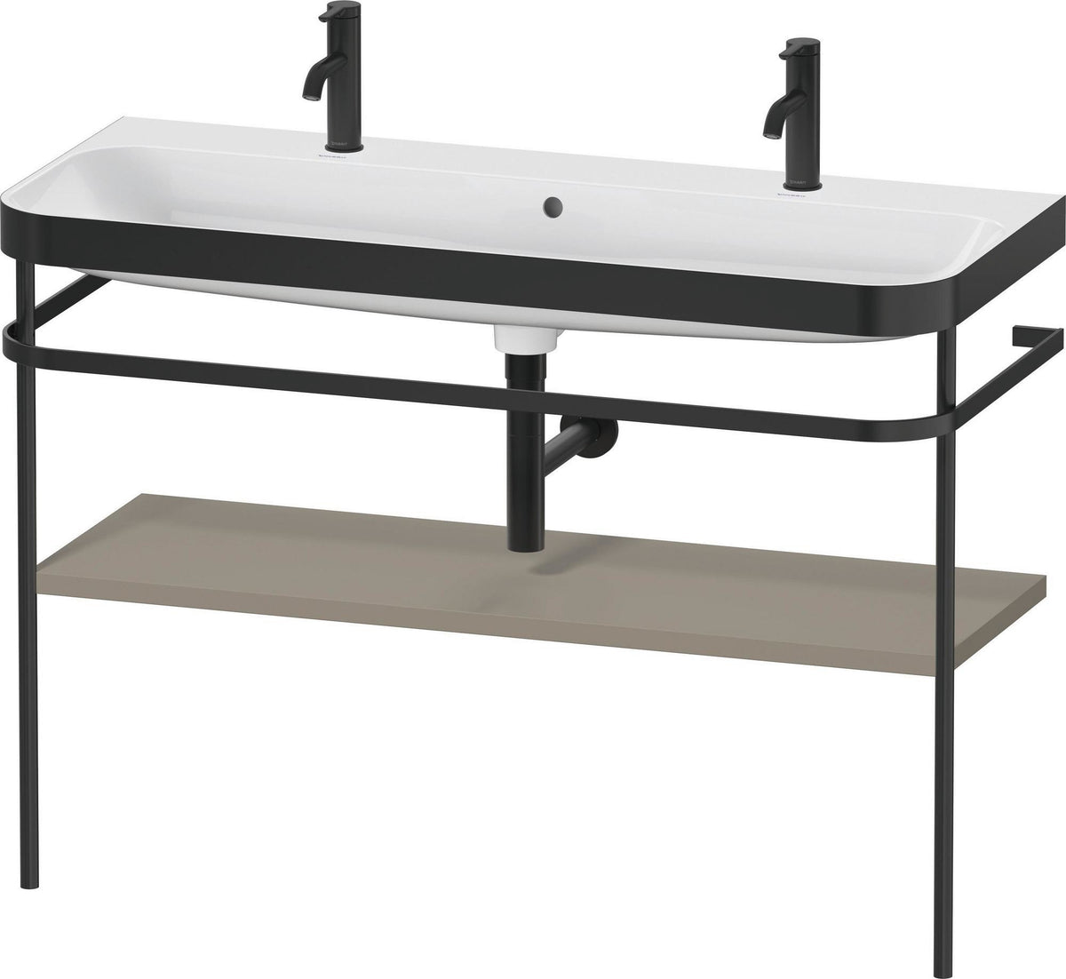 DURAVIT Happy D.2 c-bonded Waschtischset 1175 mm mit Metallkonsole, Taupe seidenmatt