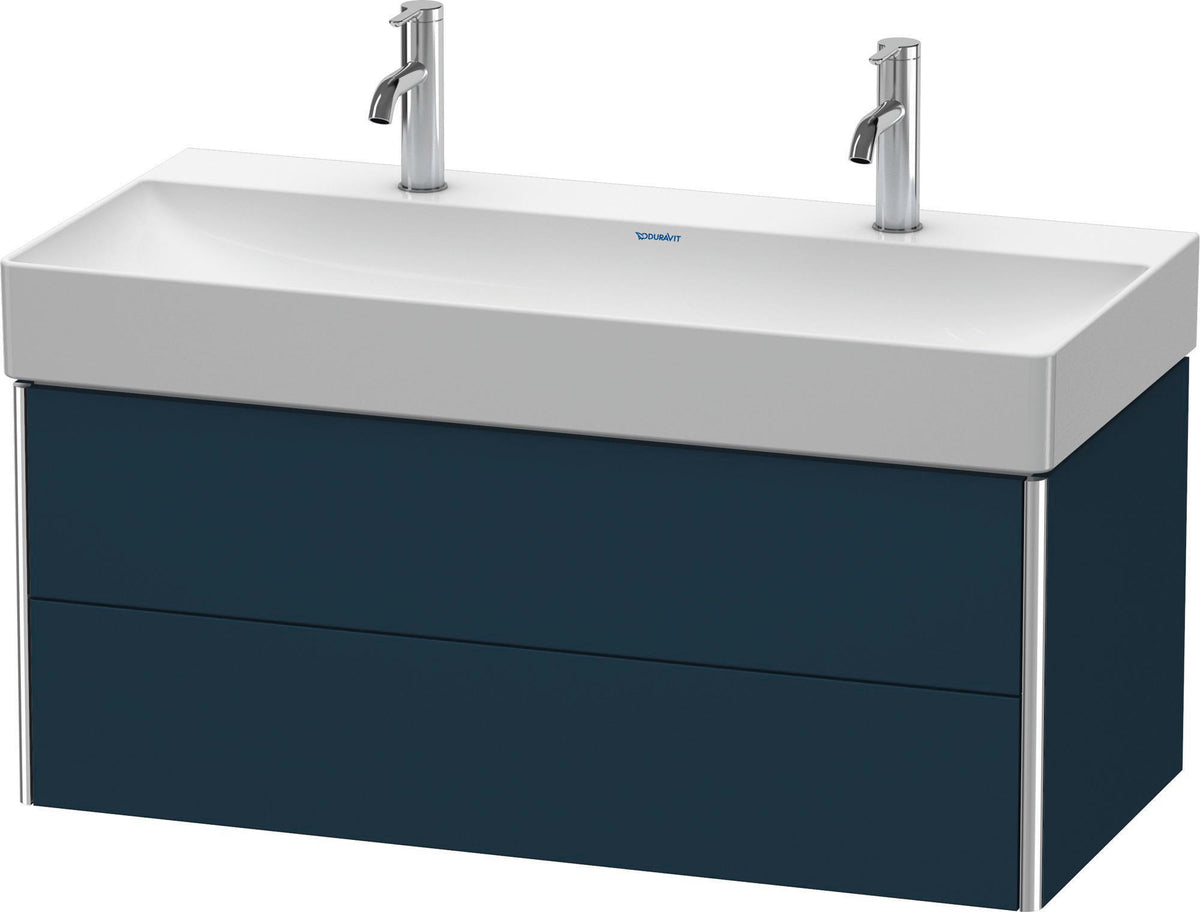 Duravit XSquare Waschtischunterbau 984 mm Nachtblau Seidenmatt, 2 Schubkästen, wandhängend