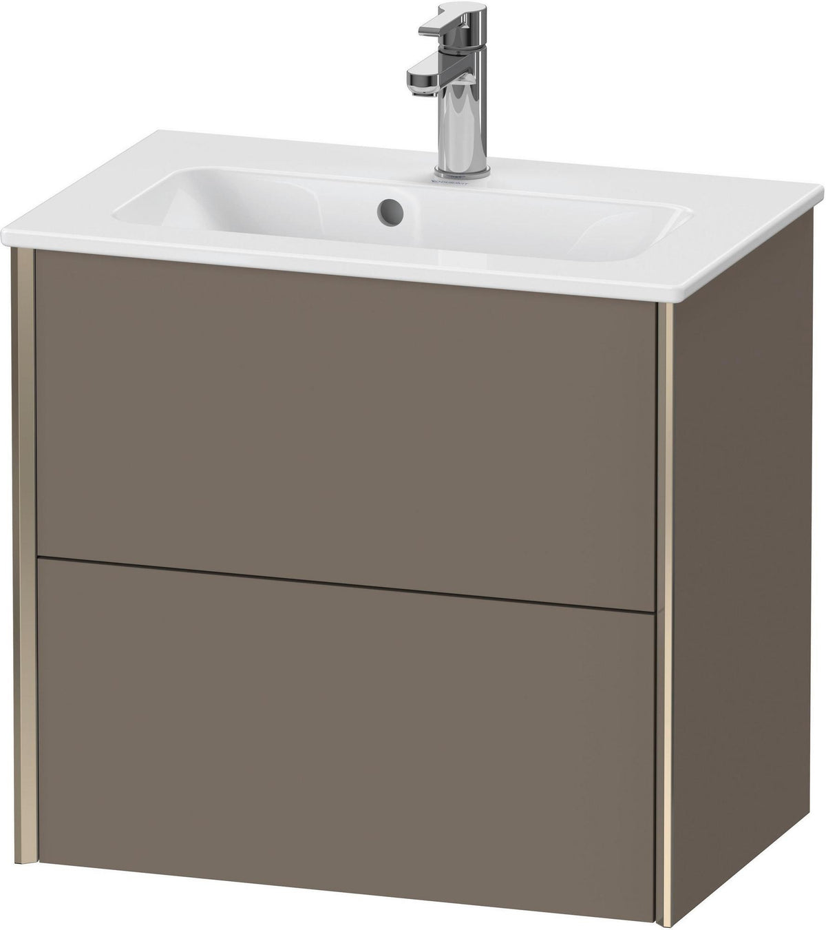 DURAVIT XViu Waschtischunterbau wandhängend 610 mm, 2 Schubladen, champagner matt/weiß matt