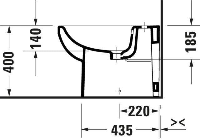 Duravit No.1 Stand-Bidet 570 mm weiß mit Überlauf und Hahnlochbank