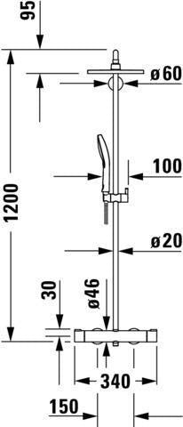 DURAVIT Duschsystem C.1 mit Brausethermostat, Schwarz Matt, Kopf- und Handbrause