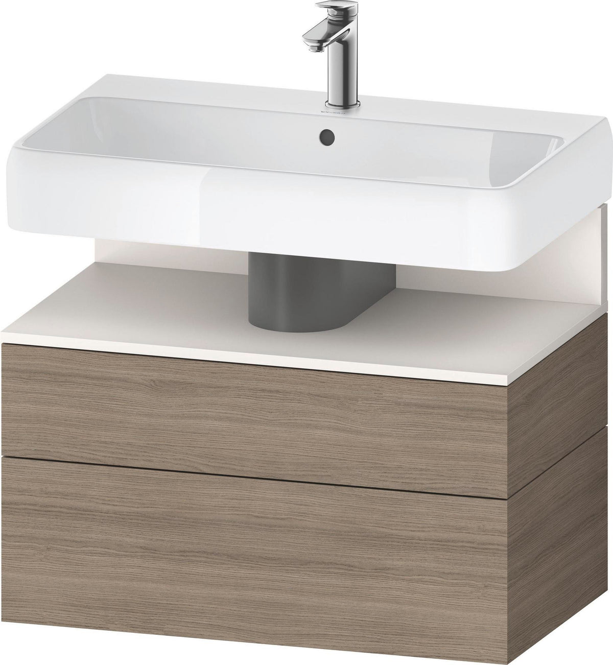 DURAVIT Qatego Waschtischunterbau 790 mm Eiche Terra Matt – wandhängend, 1 Auszug, Tip-On