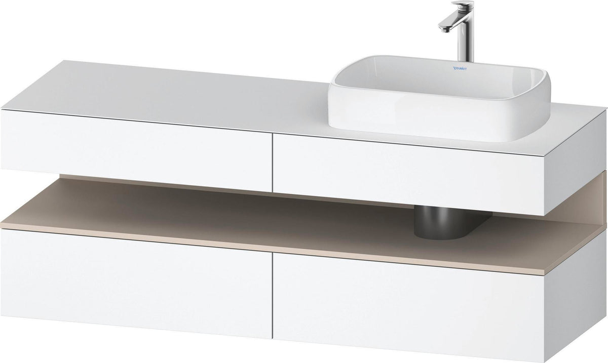 Duravit Qatego Konsolenwaschtischunterbau 1600 mm Weiß Hochglanz mit Eiche Schwarz Nische