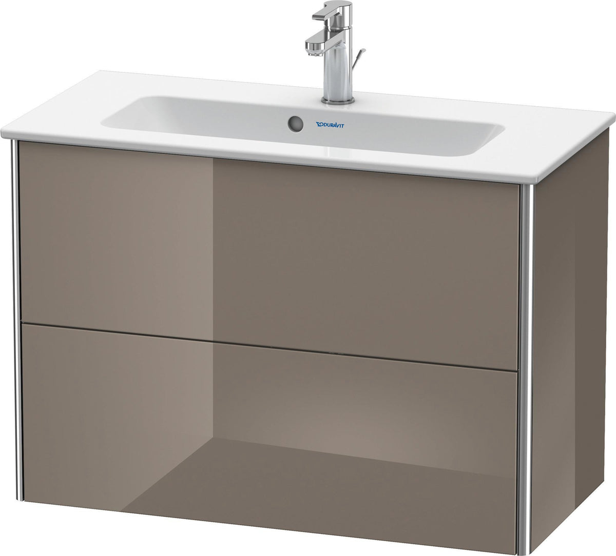 DURAVIT XSquare Waschtischunterbau 810 mm Flannel Grey Hochglanz, 2 Schubkästen, wandhängend