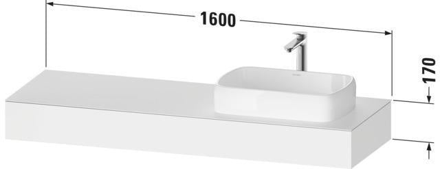 DURAVIT Qatego Konsole wandhängend 1400 mm weiß matt mit Ausschnitt rechts – Studio F. A. Porsche