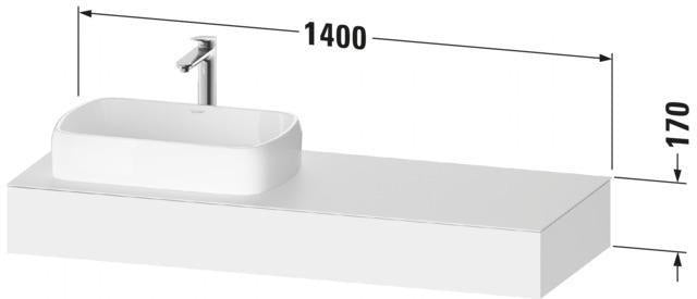 DURAVIT Qatego Konsole Studio F. A. Porsche 1400 mm wandhängend mit Ausschnitt links