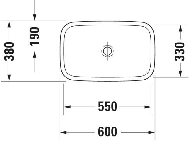 DURAVIT DuraStyle Aufsatzbecken 600 mm weiß mit WonderGliss – ohne Hahnloch, ohne Überlauf